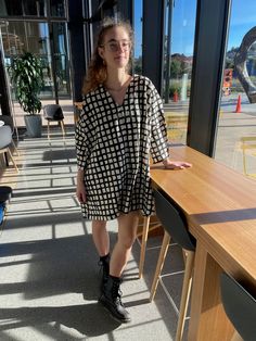 Black Check Dress, Natural Detergent, That Dress, Check Dress, Dress Tunic, Mid Dresses, Hand Spinning, Tunic Dress, At The Beach