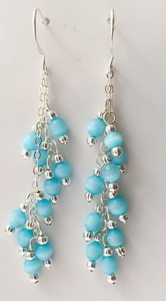 How To Make Dangle Earrings, Glass Beads Earrings, Modern Beaded Earrings, Diy Earrings Dangle, Cat Eye Jewelry, Earrings Handmade Beaded, Braided Bracelet Diy