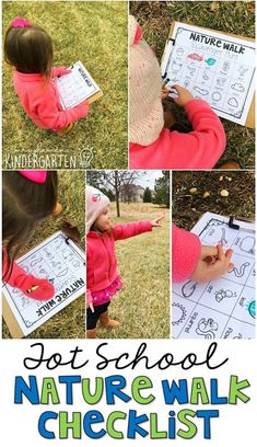 the nature walk checklist for kids with pictures and text that says, not school nature walk checklist