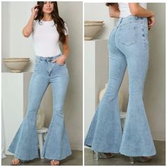 Add Some Style To Your Wardrobe This Season ! Peach Love California Flare Bell Bottom Jeans. Made Of High Quality Stretchy Denim Material In Lighter Wash. Flattering High Waisted And Very Stretchy For Fir And Comfort. On Trend Flare Bell Bottom Leg. Zipper And Button Front Closure. Front And Back Pockets. Perfect For This Coming Season ! These Are New With Out Tags Add Your Likes To A Bundle And Save Multiple Items Bundled Pay One Shipping Fee If You Like Free People Anthropologie Stitch Fix Vic Peach Love, Bottom Jeans, Denim Material, High Waisted Jeans, Bell Bottom, Colored Jeans, High Waist Jeans, Stitch Fix, Bell Bottom Jeans