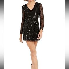 This Is A Classy Cute V Neck Dress With Sequins All Over It. Perfect For A Formal Or Evening Event! Love It, It Just Doesn’t Fit Me. It’s Super Good Quality, As French Connection Dresses Usually Are And Is True To Size! Perfect For Nye!! Black V-neck Dress For Holiday Party, Cute V, Dress With Sequins, French Connection Dress, Super Good, Black Long Sleeve Dress, Over It, French Connection, V Neck Dress