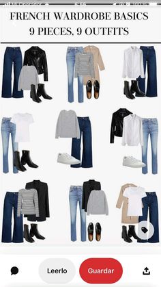 9 Pieces 9 Outfits, French Wardrobe Basics, Chic Travel Outfit, Capsule Wardrobe Casual, Capsule Wardrobe Women, French Wardrobe, Classic Capsule Wardrobe, Wardrobe Capsule, Capsule Wardrobe Outfits