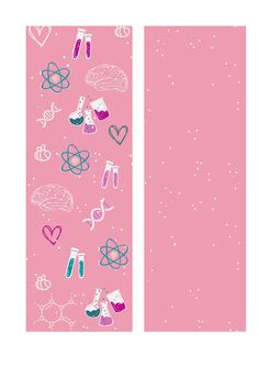 two pink banners with different items on them