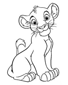 the lion cub sitting down coloring page