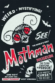 a poster for the movie's first horror film, mothman musium