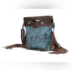 A Classy Handbag With Adjustable Leather Straps And Ample Space To Accommodate Your Essentials. It Has One Zipper Pocket And 2 Side Pouches On The Inside. Item Width 14.5 Item Depth 4 Item Height 14 Shoulder 22 Luxury Turquoise Top Handle Bag, Turquoise Top Handle Travel Bag, Blue Leather Clutch With Removable Pouch, Turquoise Top Handle Shoulder Bag For Travel, Turquoise Rectangular Bag With Detachable Strap, Turquoise Crossbody Bag With Adjustable Strap, Rectangular Turquoise Bag With Detachable Strap, Turquoise Bags With Detachable Strap For Daily Use, Turquoise Satchel Bag With Adjustable Strap