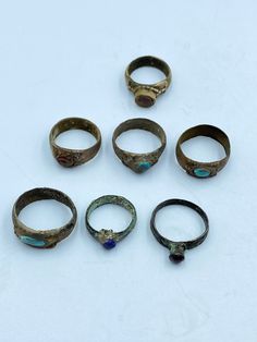 The Lot Of Total 7 Bronze Rings With Lapis ,Turquoise ,Garnet and Carnelian Probably From Ancient Achaemenid Empire Central Asia. Best Items For Collections and Study . Fast and Free Shipping World Wide. Ceremonial Byzantine Jewelry With Cabochon, Ceremonial Byzantine Cabochon Jewelry, Byzantine Ring With Cabochon, Traditional Natural Stones Ring Jewelry, Traditional Natural Stone Ring Jewelry, Traditional Cabochon Rings For Collectors, Traditional Jewelry Ring With Natural Stones, Artisan Rings With Bezel Setting, Achaemenid Empire