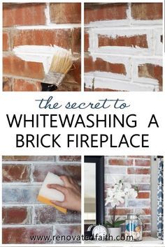 the secret to whitewashing a brick fireplace is that it's hard to clean