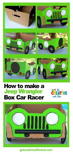 the instructions for how to make a jeep box car racer