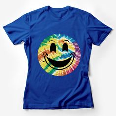 Embrace positivity with this vibrant tie-dye smiley face t-shirt. Perfect for festivals, casual outings, or as a cheerful gift, its joyful design is sure to brighten up anyone's day and wardrobe. Custom graphic T-Shirt.Customize your color Fun Summer Festival T-shirt, Playful Tie Dye Short Sleeve T-shirt, Playful Tie-dye Short Sleeve T-shirt, Playful Multicolor Rainbow Print T-shirt, Casual Pre-shrunk T-shirt For Festival, Playful Rainbow T-shirt For Summer, Casual Colorful T-shirt With Rainbow Print, Casual Tie Dye Tops With Funny Print, Funky Cotton T-shirt For Summer