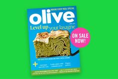 the cover of olive magazine is shown with an advertise for it's product