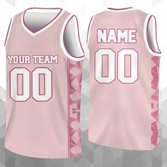 - Premium Material: Our Basketball Jersey for men women are made from lightweight, bird's eye mesh fabric (Polyester + 3-5% Spandex) offers outstanding durability, insulation, and wrinkle resistance, which keep you dry and cool during hot seasons. - Customized Basketball Jersey: Let's create your own design with our personalized basketball jersey. All player name and numbers are full sublimation printed professional. Please read the size information for choose your own size. - Suitable for any occasion: Slim fit with a V-neck design is both comfortable and flattering, short sleeves, side vents to offer extra movability and double-needled hems for increased durability. Our jerseys can be worn on a variety of situations, including hanging out with friends, attending athletic events, or even Cheap Collegiate Jersey For Fan Gear, Cheap Cotton Jersey With Team Logo, Cheap Sports Tops With Name Print, Cheap Jersey With Team Name For Fans, Pink Moisture-wicking Sports Jersey, Sporty Pink Moisture-wicking Jersey, Breathable Cotton Sports Jersey, Pink Breathable Mesh Activewear, Basketball Jersey Women