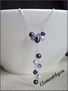 Purple necklace Swarovski crystals pearls Pearl by Element4you, $18.00 Handmade Jewellery Ideas, Jewerly Making, Necklace Swarovski, Purple Necklace, Ab Workouts, Making Beads, Jewellery Ideas, Homemade Jewelry