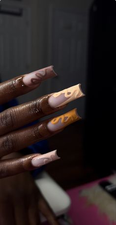 Xl Fall Acrylic Nails, Xxl Fall Acrylic Nails, Dope Nail Designs Fall 2024, Xxl Long Acrylic Nails Fall, Brown Tapered Square Nails, Tapered Square Nails Brown, Nail Tech Name Ideas, Tapered Square Nail Designs, Long Nail Designs Square