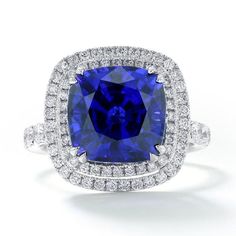 Big cushion cut CEYLON BLUE SAPPHAIRE round halo diamond ring gold Halo Diamond Ring Round, Ceylon Blue Sapphire, Cushion Cut Engagement, Wedding Rings Round, Cushion Cut Engagement Ring, Wedding Rings Solitaire, Blue Sapphire Diamond, Diamond Rings Bands, Halo Diamond Ring