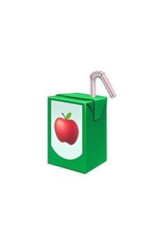 a green box with an apple on it and a straw sticking out of the top