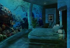 an underwater bedroom is pictured in this image