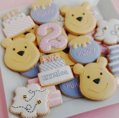 decorated cookies in the shape of teddy bears