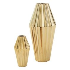 Moana Large Ceramic Vase - Gold, 6" H - Wayfair | Havenly Global Views Furniture, Large Ceramic Vase, Vase Crafts, Gold Vases, Chinese Vase, Wooden Vase, Global Views, Vase Shapes, Deco Wedding