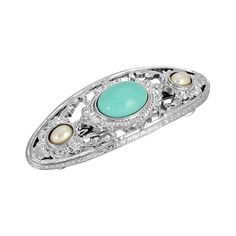 Add elegance to your hairstyle with this simulated turquoise & pearl stone barrette. Add elegance to your hairstyle with this simulated turquoise & pearl stone barrette. Width: 3 in. Metal: alloy Plating: silver tone Finish: polished Not appropriate for children 14 years old and younger. Size: One Size. Color: Blue. Gender: female. Age Group: adult. 1928 Jewelry, Pearl Stone, Jewelry Turquoise, Vintage Inspired Jewelry, Cameo Jewelry, Your Hairstyle, Creating Jewelry, Wedding Jewelry Sets, Turquoise Color