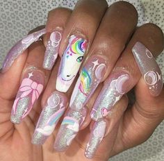 Unicorn Nails Designs, Unicorn Nail Art, Nagellack Trends, Unicorn Nails, Beautiful Nail Designs, Gel Nail Designs, Birthday Nails, Manicure Y Pedicure, Beautiful Nail Art