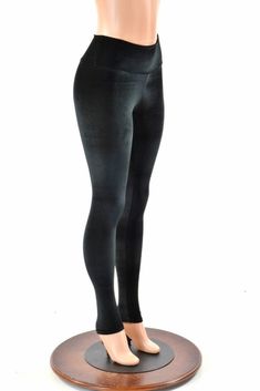 "This item is made to order, please read all the way through the listing before purchasing! These leggings are made of soft black stretch velvet, with a flattering 11\" high rise, and a smooth anti muffin top waistband. Super plush and cozy! This velvet is soooo soft, not the cheap and itchy panne, this is true lycra velvet. Smooth as butter, and so flattering and comfy! Inseam: 32\" Rise: 11\" If you would like a shorter or longer inseam, please enter it in the notes at checkout! Womens Sizing Full Length Tights For Pilates In Fall, Fall Pilates Full-length Tights, Full Length Velvet Stretch Bottoms, Stretch Velvet Full Length Bottoms, Stretch Velvet Full-length Bottoms, Black Fitted Velvet Pants, Fitted Black Velvet Pants, Full Length Fitted Leggings With Wide Waistband, Black Stretch Velvet Pants