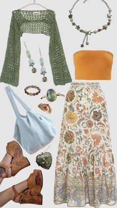 Earthy Aesthetic Outfits Plus Size, Girly Clothing Aesthetic, Spring Fairycore Outfits, Spring Outfits For Church, Spring Cottagecore Outfits, Crochet Outfits Aesthetic, Vintage Cottagecore Outfits, Looks Hippie, Fairycore Dark