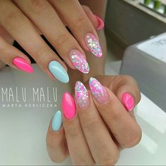 Summer Gel Nails, Polka Dot Nails, Almond Shape Nails, Almond Nails Designs, Dots Nails, Super Nails, Nails Almond, Beautiful Nail Designs