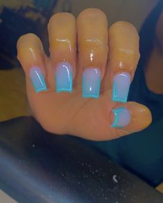 Short Bright Acrylic Nails, Shorties Nails Square Summer, Short Neon Nail Designs, Cute Short Acrylic Nails Square Summer, Short Summer Acrylic Nails Blue, Neon Nail Inspo Short, Blue Overlay Nails, Neon Blue Nails Acrylic, Ombre Short Nails Acrylic