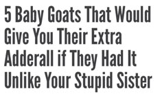 the text reads 5 baby goats that would give you their extra adderal if they had it