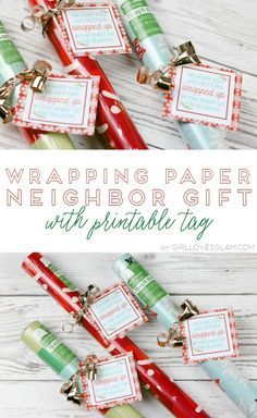 wrapping paper neighbor gift with printable tags