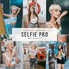 a collage of photos with the words selfie pro