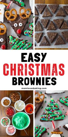 easy christmas brownies recipe collage with text overlay