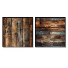 two pictures of wood planks on the wall