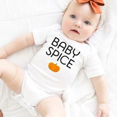 Baby Pumpkin Spice Onesie® - Pipsy Baby Spice, Halloween Onesie, Baby First Halloween, Custom Onesies, Cute Funny Babies, Holiday Baby, Girl Onesies, First Halloween, Baby In Pumpkin