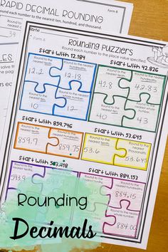 two printable puzzles for rounding and dividing numbers