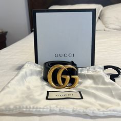 Leather Belt With Double G Buckle Style: 400593ap00t1000 Color: Black Leather Size: Gucci 75 | Qty: 1 Gently Used, Only Worn A Few Times - I Wear A Size 26/27 In Jeans! Gucci Accessories, Gucci Black, Belt Size, Leather Belt, Belts, Black Leather, Buckle, Women Accessories, Gucci