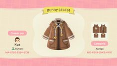 an animal crossing character's costume is shown in this screenshot from the game bunny jacket