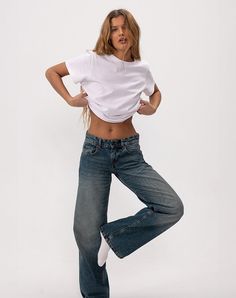 Steel Blue Low Rise Straight Leg Jeans | Parallel – motelrocks.com Parallel Jeans, Low Rise Straight Leg Jeans, Rock Jeans, Italy Summer