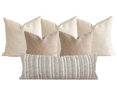 four pillows are lined up against each other