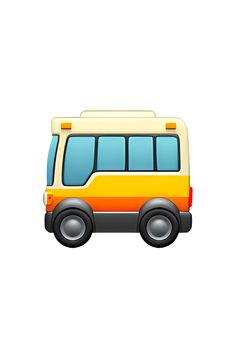 an orange and yellow bus is on the white background, it appears to be in color