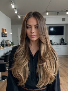 This style is all about polished sophistication. Long, sleek layers fall gracefully down, creating a seamless flow that adds depth and dimension to the hair. It’s perfect for brunettes who want a refined, yet approachable look. The layers are subtle, but they add just the right amount of volume. Layered Haircuts, Haircut Ideas, Brunettes