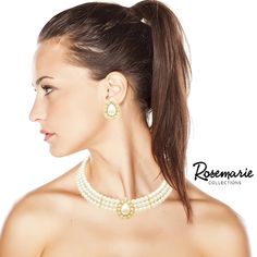 Teardrop Simulated Pearl And Rhinestone Crystal 3 Piece Choker Necklac – Rosemarie Collections Three Strand Pearl Necklace, Pearl Necklace And Earrings, Beaded Collar Necklace, Regal Design, Open Cuff Bracelet, Choker Style Necklace, Choker Style, Faux Pearl Necklace, Pearl Pendant Necklace