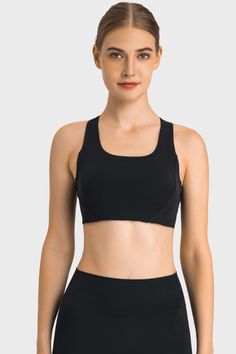 Sports Nylon Bra With Tank Straps, Nylon Sports Bra With Tank Straps, Contoured Sports Bra With Built-in Padding For Gym, Fitted Yoga Bra With Built-in Padding, Solid Nylon Sports Bra With Built-in Bra, Stretch Sports Bra With Built-in Padding And Tank Straps, Compressive Breathable Elastane Sports Bra, Compressive Elastane Sports Bra For Breathability, Breathable Compressive Elastane Sports Bra