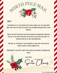 a letter from santa claus to the north pole mailer