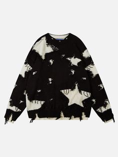 Top Streetwear Brand AelfricEden, Street fashion clothes shopping online, free shipping worldwide! Cosmic Fashion, Distressed Knit Sweater, Sweater Star, Distressed Knit, Star Hoodie, Patchwork Sweater, Distressed Sweaters, Fringe Sweater, Star Sweater