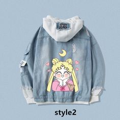 New Sailor Moon Denim Jacket Two-Piece Set sold by Dream castle on Storenvy Denim Hoodie Jacket, Sailor Moon Outfit, Kawaii Hoodies, Denim Jacket With Hoodie, Hood Girls, Denim Jacket Short, Denim Hoodie, Anime Inspired Outfits, Mode Chic