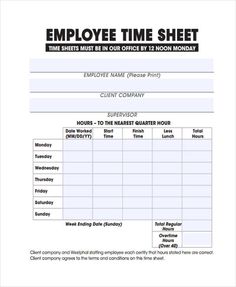 employee time sheet for employees to work in the office or at least one hour,