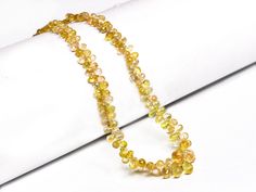 Yellow Sapphire Faceted Teardrop Beads  AA Quality  100 % Natural Length : 17 Inches  Size : 2x3 mm To 5x7 mm Weight : 78 Cts  (Colour  and measurements  are close to approximation .) Important Information : ----------------------------- ✦ Available more different size and shape please contact us for any QUERY & Order. ✦ Since we use natural gemstones, the stones may vary slightly in color. ✦ For wholesale discounts (more then $600 purchases) please contact us. ✦We provide free express shipping Reels Ideas, Sapphire Beads, Ceylon Blue Sapphire, Rainbow Sapphires, Multi Sapphire, Montana Sapphire, Orange Sapphire, Teardrop Beads, Green Sapphire