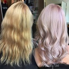 TRANSFORMATION: Pretty In Pale Lavender Pink - Wellness - Modern Salon Pink Toner For Blonde Hair, Pink Champagne Hair Color, Pink Toned Blonde Hair, Blush Blonde Hair, Pale Pink Hair, Toner For Blonde Hair, Capitol Couture, Champagne Hair, Cheveux Oranges